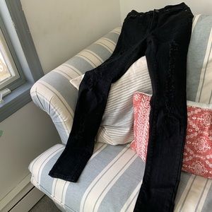 high-waist black jeans